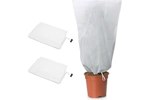 Vegamall 1.2 * 1.8M x 2 Pack Plant Protection Fleece Covers, Garden Fleece Frost Protection Horticultural Warming Fleece Jacket with Drawstring Garden Fleece Protection Bags for Winter White