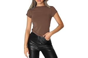 KUKEYIEE Camiseta Básica Slim Fit para Mujer Top Manga Corta Y2K Tops TikTok Influence Crop Top Club Party Streetwear