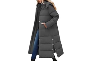 CMTOP Manteau Femme Hiver Longue Chaud en Coton Matelassée Doudoune Épais à Capuche Veste Élégant Casual Zippé Parka Grande Taille Outercoat avec Poches