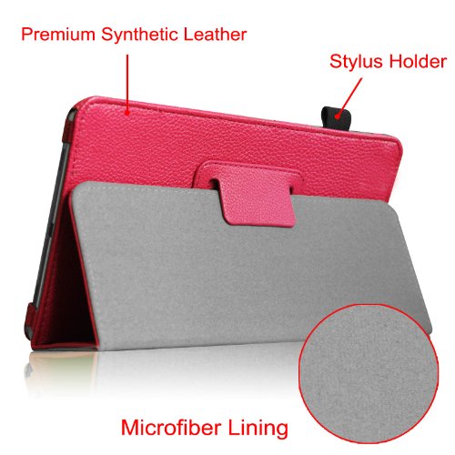 Fintie Samsung Galaxy Tab 4 8.0 Hülle Case – Slim Fit Folio Kunstleder Schutzhülle Cover Tasche mit Ständerfunktion für Samsung Galaxy Tab 4 8.0 SM-T330 SM-T335 (mit Auto Schlaf / Wach Funktion), Magenta - 5