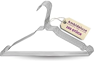 Ambideluxe | 100 Drahtbügel Silber | Hosenbügel | Metall Kleiderbügel mit hochwertiger Zink- & Pulverbeschichtung | Platzsparende & langlebige Drahtkleiderbügel | Für Schrank, Garderobe & Wäscherei