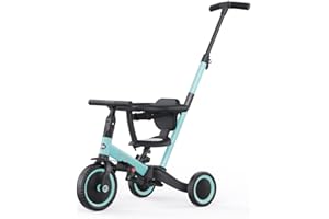 newyoo Trike for 1-3 Year Old, Toddler Bike, Baby Balance Bike with Parent Handle, Birthday Gift & Ride-On Toy for Boy & Girl, 5 in 1 Kids Tricycle,Baby Bike with Safety Guard, TR008, Blue