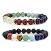 Produktbild bivei 7 Chakra Heilung Armbänder Set von 2 LAVA Stein ätherisches Öl Diffusor Edelstein Bead Jewelry