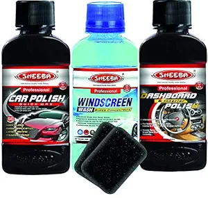 Sheeba Dashboard Polish Cum Exterior Shine Windscreen Washer Kit (Pack of 3)