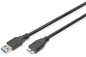 DIGITUS Kabel USB 3.2 Gen1 – 1,0 m – USB-A do typu Micro B – 5 Gb/s – do komputerów, laptopów, obudów dysków twardych i SSD – czarny