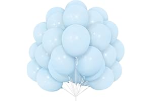 YOYOIN Ballons Bleus, 30 pcs Ballons Bleu Pastel en Latex 12 pouces 30,5 cm Ballon Bleu Bébé Clair avec Ruban pour Fêtes d'Anniversaire Prénatale Sexe Révéler Mariage Décorations Baby Shower Neutre Baptême