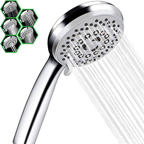 Shower Head, Tegollus Handheld Shower Head 5 Spray Settings Showerhead, Universal Adjustable High Pressure Replacement Shower Head for Massage Spa