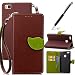 Produktbild Für Huawei P9 Lite Hülle, GrandEver Lederhülle Handschlaufe Schutzhülle Flip Case Baum Blatt Design Backcover Flip Cover Wallet Hardcase im Bookstyle Handyhülle Tasche mit Standfunktion Kartenschlitz Schutzfolie Buchstil Klapptasche in Lederoptik Etui Brieftasche (Braun) und Schwarz Stylus Pen
