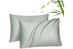 ‎FITTIA Fittia 2er-Set Lyocell Bambus Kissenbezug Bambusfaser Kopfkissenbezug Kissenhülle Seidig weichkühlend atmungsaktiv mit verdecktem Reißverschluss, Sommer Grün, 40x80cm