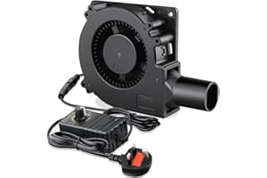 GDSTIME 120mm Blower Fan 12V Radial Fan with AC 220V 240V UK Plug 5V to 12V Adjustable Speed Controller Cooling Centrifugal Air Blower Case For BBQ Inflatables Fireplace