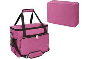 YELAIYEHAO Nähmaschinenkoffer für Nähmaschinen und Zubehör, kompatibel mit den meisten Standard Singer, Brother, Janome, Nähzubehör, Tasche, Nähmaschinen-Tragetasche (Rosarot)