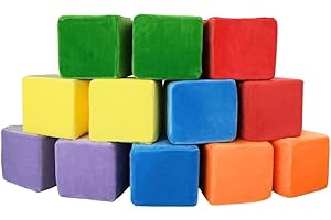 WONDER SPACE Peluche Mousse Blocs - Construire et Empiler Jouets de pépinière pour Les Tout-Petits Garçons Filles, Doux et Lisse, Apprentissage Précoce Motricité Cerveau Développement (Carré, Arc-en-Ciel)