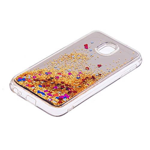 Custodia Cover Samsung Galaxy J5 2017, Samsung Galaxy J5 2017 Liquid Quicksand Case, 3D Creativo Bling Sabbie Mobili Flessibile Silicone TPU Bumper Telefoni Telefono Cellulari Smartphone Protezione Cover ,Adesiva Carino SplendÃ¨nte LÃ¬quido Sabbie Mobili Protettiva Cellulare Astuccio Cover Rigida Guscio per Samsung Galaxy J5 2017 - Sabbie mobili dorate