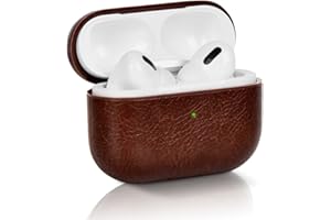 KARLOR Skórzane etui na słuchawki AirPods 3, etui ochronne z haczykiem, brązowe słuchawki PU (widoczne LED) (obsługuje bezprzewodowe ładowanie) do Apple AirPods 3