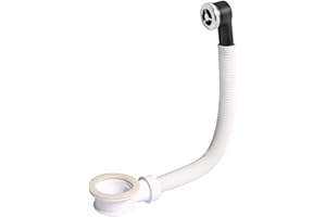 Wirquin 39007001 Trop-plein de lavabo flexible 300 mm et grille ABS chromé ronde ø28 mm, chromé