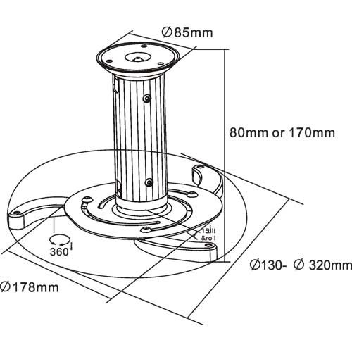 InLine 23134A Deckenhalterung für Beamer (max. 10kg) - 2