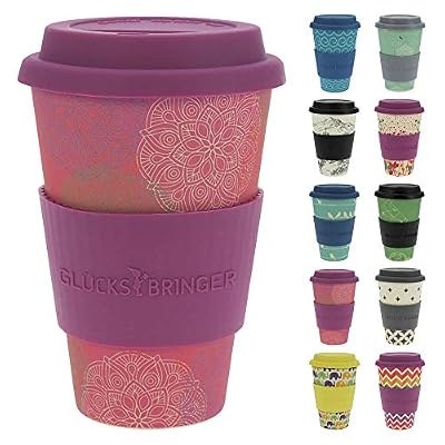 ebos Tasse en Bambou Coffee-to-go | Le gobelet du Bambou, Tasse à café, Tasse à Boire | respectueuse de l'environnement | qualité Alimentaire, adaptée au Lave-Vaisselle (Mandala Spirit Pink)