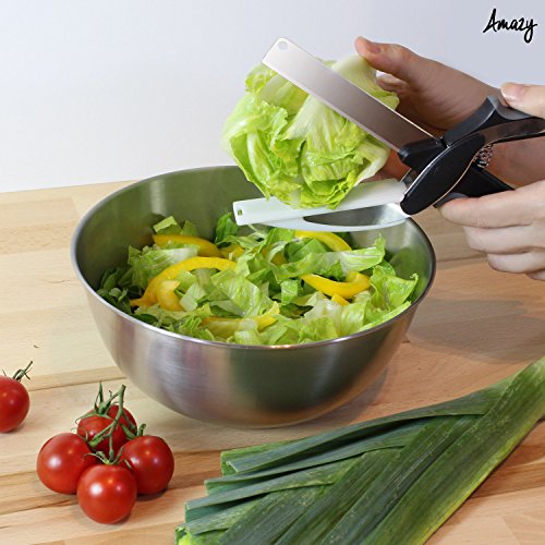 Amazy Gemüseschneider – 2-in-1 Küchenschere und Küchenmesser mit integriertem Schneidebrett - 4