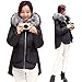 Produktbild iHAIPI - Winter Damen neue dicke Daunenjacke großen Haar Kragen langen Absatz warme Baumwolle Mantel Jacke Übergangsjacke Leichte Größe M-2XL (M, Schwarz)