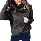 iHENGH Neujahrs Karnevalsaktion Damen Herbst Winter Bequem Lässig Mode Frauen Solide Langarm Rollkragenpullover Strickpullover Pullover Top Bluse