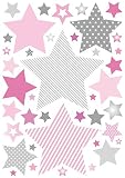 anna wand Wandsticker STARS – Wandtattoo für Kinderzimmer / Babyzimmer mit Sternen in versch. Farben – Wandaufkleber Schlafzimmer Mädchen & Junge, Wanddeko Baby / Kinder - 3