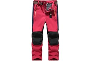 Hpbygstae Pantalon thermique imperméable pour garçons et filles, pantalon de neige, pantalon d'extérieur d'hiver, pantalon de randonnée, pantalon de ski softshell pour enfants