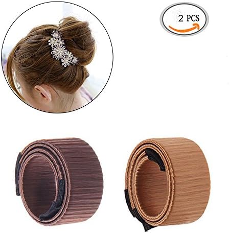Hair Bun Shapers Hot Hair Donut Bun Ring Styler Maker Sikenuo Hair Bun Maker Women Girls Perfect Fashion French Hair Braiding Tool DIY Hair Making Styling Twist Donut Bun Hairstyle Tool Best Gift 2 colors Dark brown&amp; light brown