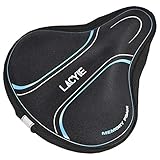 funda para asiento bicicleta spinning 【Material alta calidad】:Duradero y cómodo materials de Gel de silicona suave y lycra elástico(no como otras fundas de asiento de espuma dura es grande ni voluminoso),mantener tu cadera suave cuando andas en bicicleta,reduce eficazmente el dolor causado por los viajes largos.