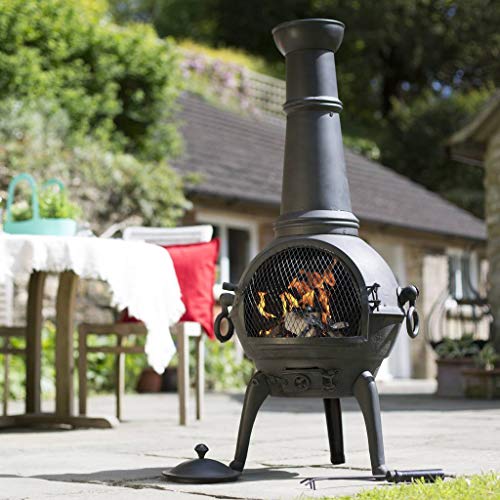 Buy Black 125cm Cast Iron Chiminea Chimenea Patio Heater at Garden