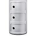 Kartell Componibili Contenitore 3 Elementi, ABS, Base Tonda, Argento, 32 x 32 x 58.5 cm