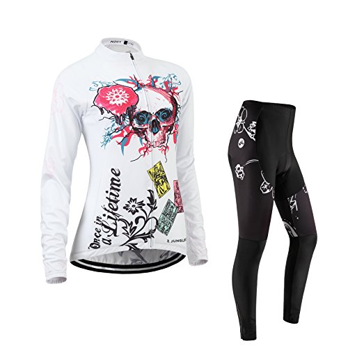 JUNGLEST Maillot de Cyclisme Femme Manches Longues Jersey(S~5XL,Option:Cuissard,3D Coussin) N201