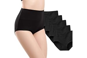 Anntry Slip de Coton Doux pour Femmes sous-vêtements Respirant Couleur Unie Taille Haute Couverture complète Dames Culotte Multipack
