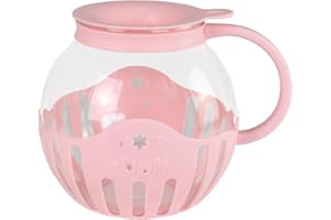 JOCCA - Palomitero de Vidrio para Microondas 2,2L con Rejilla de Silicona, Apto para Lavavajillas, Color Rosa (Rosa)