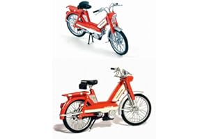 Odeon NOREV Mobylette Compatible Avec PEUGEOT 103 L de 1972 Orange Miniature De Collection 1/18 Métal