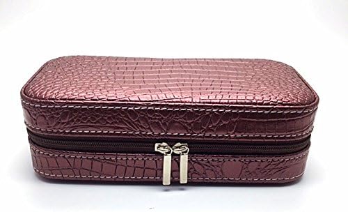Unisex Travel Cuff links Jewelry Box Zip-up Crocodile Faux Leather (Cufflinks)