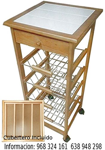 Mueble Gestion Verdulero Frutero 4 cestas y Cajon + Cubertero Incluido (Cubertero Incluido)