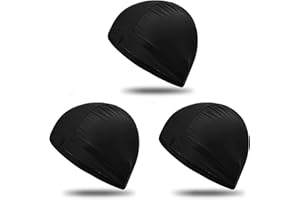 CATIME 3 Pezzi Cuffie da Nuoto Uomo Donna Bambini, Elastico Cuffia da Bagno in Tessuto Poliestere Unisex, Comoda Leggera Cappello Nuoto Antiscivolo, Cuffia Piscina per Capelli Lunghi Corti Ragazze Ragazzi