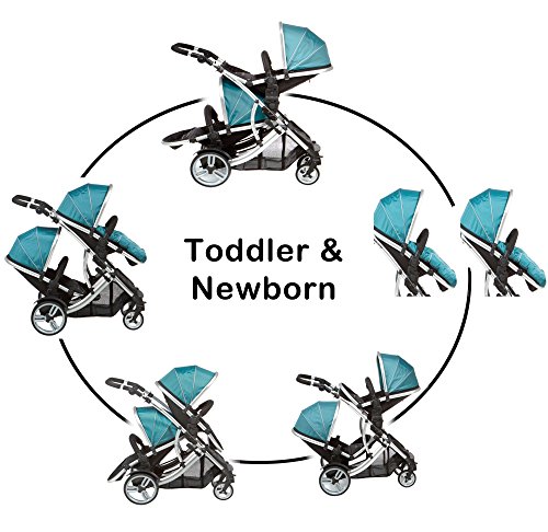 Duellette 21 BS Twin Buggy with Changing Bag and Accessories, Raincovers and 2 Footmuffs Teal Mist