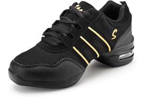 Kivors Women's Jazz Shoes Trainers Dance Shoes Lace Up Cushion Mesh Ladies Split Sole Walking Dancing Sports Sneaker Heel Shoes