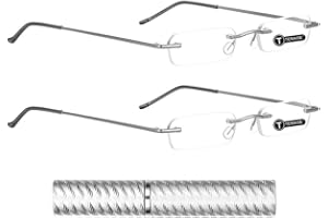 TERAISE Mise à jour des lunettes de lecture légères Lecteurs sans cadre lentille claire pour hommes et femmes avec étui pour tube Clip Pen