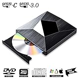 【USB 3.0 & Superspeed】USB 3.0,TYPE C und USB 2.0,drei Arten von Schnittstellen in PIAEK USB externes dvd laufwerk.Die Übertragungsrate von USB 3.0 ist bis zu 5,0 Gbit/s, was 10-mal schneller ist als die der letzten Generation Laufwerke. Seine hervorragende Qualität sorgt für maximale Lesegeschwindigkeit und Schreibgeschwindigkeit bis zu 24X für CD, 8X für DVD.