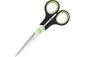 Vutyvve Ciseaux, lames en acier inoxydable Soft Grip pour la maison, l'école, le bureau, noir et vert, 15,2 cm