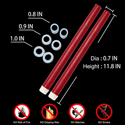 Geben U Stabkerzen LED Spitzkerzen mit Timer Led Flammenlos Kerzen Echtwachs, 30,5 cm, rot, 2 Stück, Hauptdekoration für Weihnachten Hochzeit Valentinstag - 8