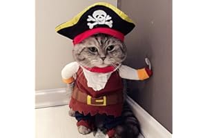 IDEPET Haustierkostüm für Hunde und Katzen, lustiges Piraten-Motiv, inkl. Hut