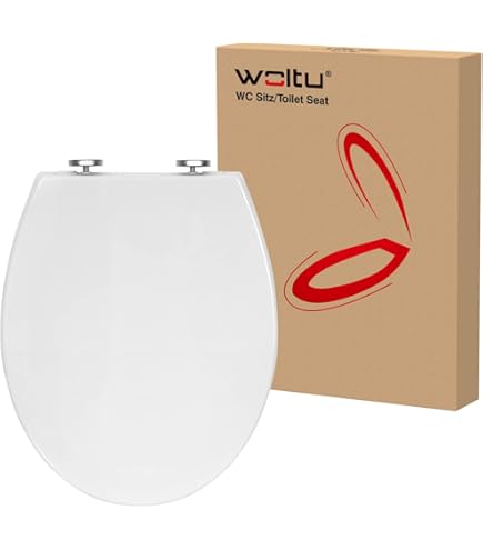 WOLTU Wc-bril met softclosemechanisme, Quick-Release-functie, O-vormige toiletbril met print, montage boven onder, duroplast WOLTU Wc-bril met softclosemechanisme, Quick-Release-functie, O-vormige toiletbril met print, montage boven onder, duroplast