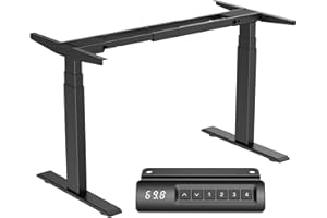‎COOLEBEN Cooleben Höhenverstellbarer Schreibtisch Gestell mit 2 starken Motoren, Tischgestell höhenverstellbar mit 4 Memory-Steuerung, 135 kg tragen (Schwarz, 3-Segment-Beine)
