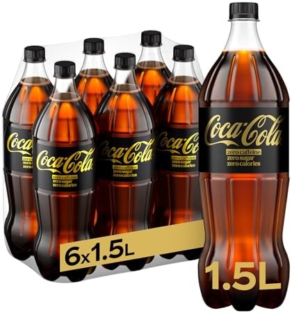 Coca-Cola Zero Zuccheri Zero Caffeina – 6 Bottiglie da 1.5 L, Tutto il Gusto Coca-Cola Senza Calorie e Senza Caffeina, in bottiglia PET 100% Riciclabile, Bevanda Analcolica con Edulcoranti