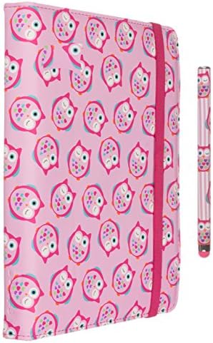 My Doodles Fun Novelty Child Friendly Character Gift Bundle Pack Universal Case, Screen Protector and Stylus Pen for 6-8 inch Tablet - Owl