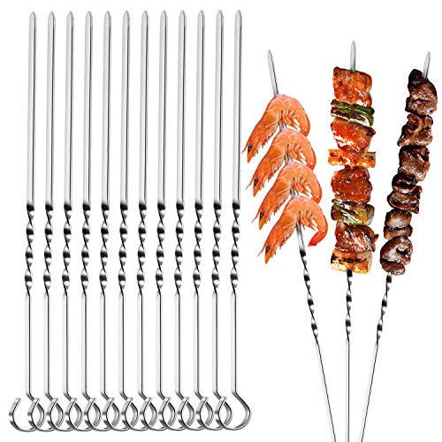 spécifications Czemo Lot de 20 Brochettes de Barbecue Brochette Réutilisables en Acier Inoxydable Torsadées Barbecue Outils Ensembles