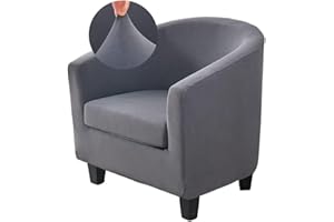 WWQQKJ Stretch-Bezug for Chesterfield-Sessel for 1 Sitzer, 2-teilig, einfarbig, rutschfest, for Cocktailsessel mit Sitzbezug for Bar, Wohnzimmer, Schlafzimmer, Club (Color : Cenere)